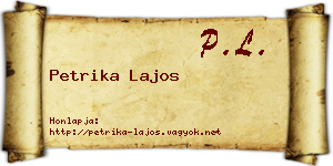 Petrika Lajos névjegykártya